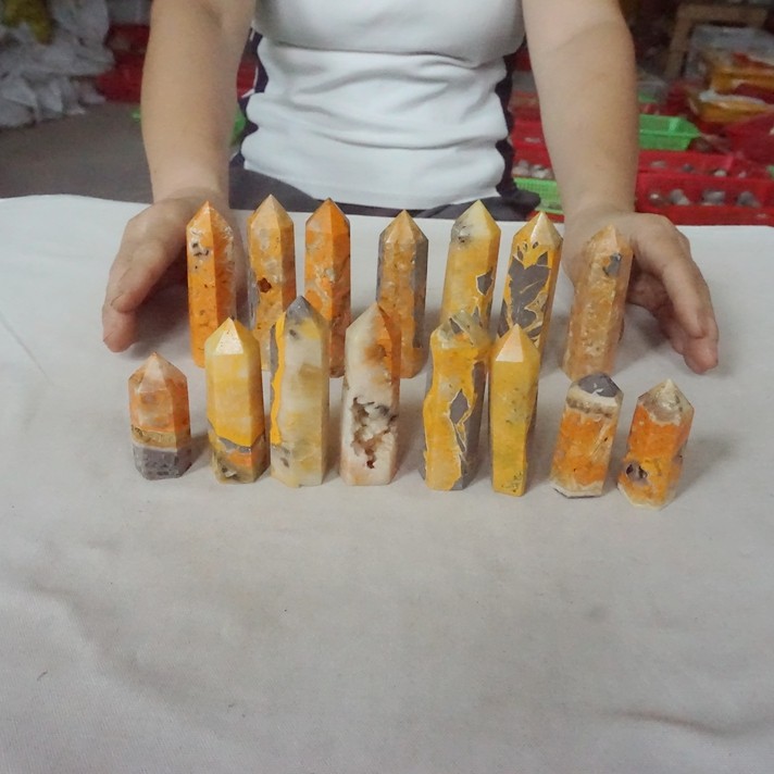 2.2LB 15Pcs Natural Bumble Bee Jasper Quartz Crystal Point Tower Obelisk Healing 2.2LB 15Pcs Natural Bumble Bee Jasper Quartz Crystal Point Tower Obelisk Healing
