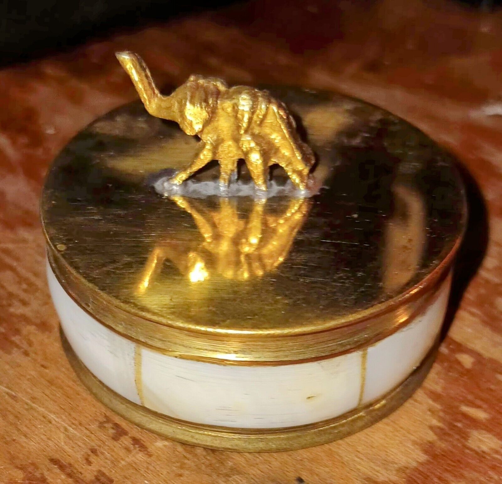 Vintage Brass and Mother of Pearl Elephant Mini Storage/Pill box