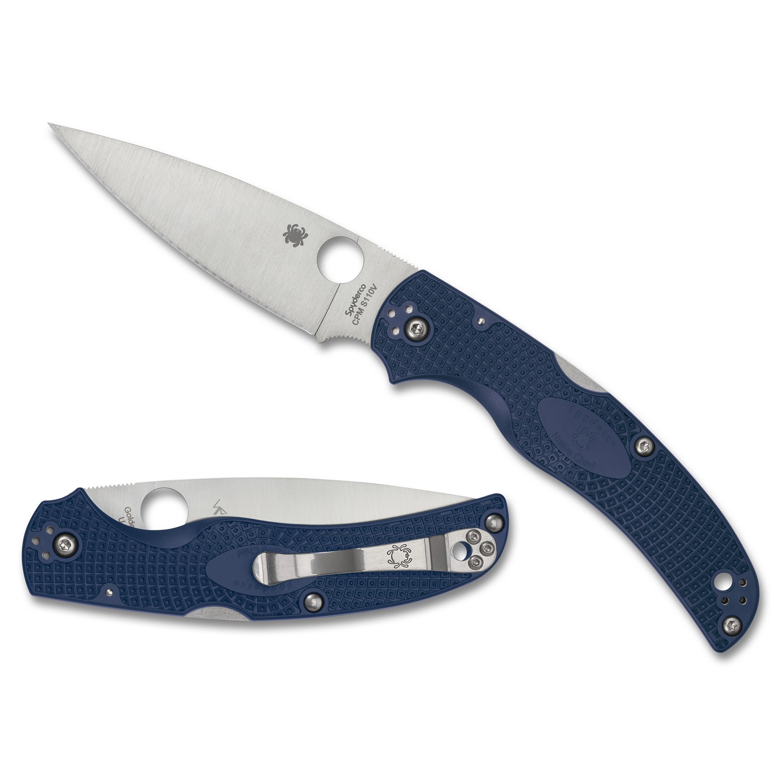 Spyderco Native Chief Lightweight Folding Knife 4.02in CPM-S110V Blue FRN Spyderco Native Chief Lightweight Folding Knife 4.02in CPM-S110V Blue FRN