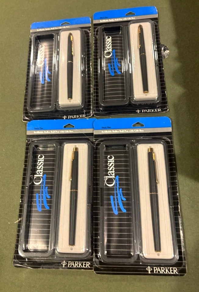 NOS Vintage Parker Classic Matte Black GT Rollerball Pen Gift Box Sealed Card NOS Vintage Parker Classic Matte Black GT Rollerball Pen Gift Box Sealed Card
