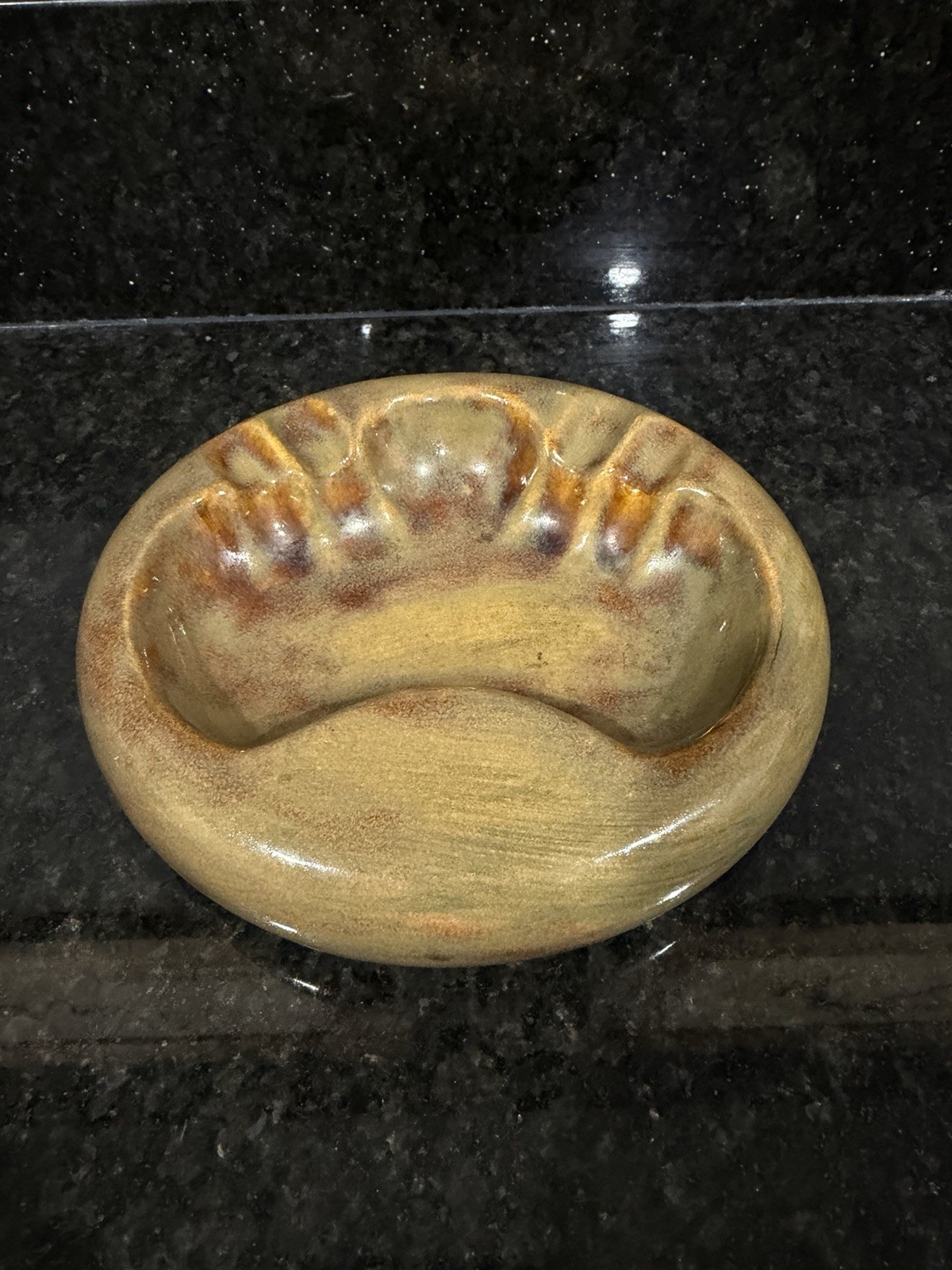 Vintage MCM Holland Mold Ceramic Oval Ashtray Gold Brown Drip Glaze Retro 6.5" Vintage MCM Holland Mold Ceramic Oval Ashtray Gold Brown Drip Glaze Retro 6.5"