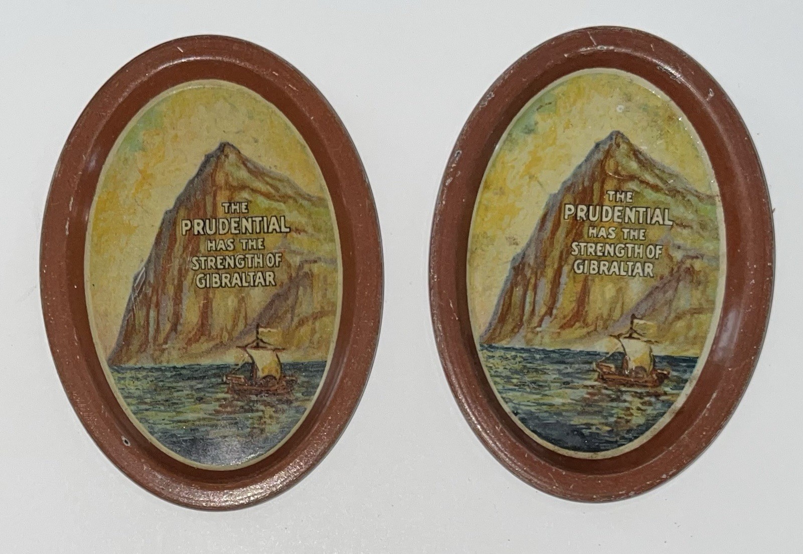 X2 - VINTAGE PRUDENTIAL INSURANCE OVAL TIP TRAYs Lot of 2 X2 - VINTAGE PRUDENTIAL INSURANCE OVAL TIP TRAYs Lot of 2
