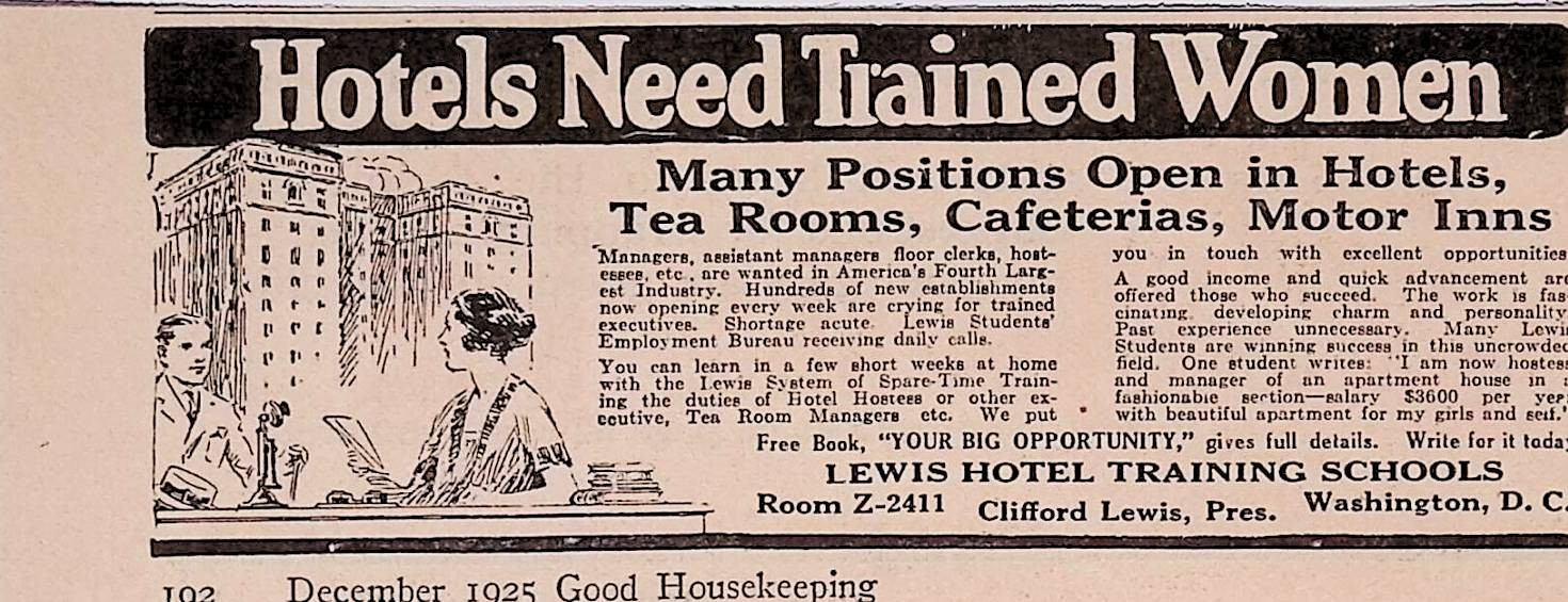1925 Antique Print Ad Lewis Hotel Training Schools Women Good Housekeeping Dec 1925 Antique Print Ad Lewis Hotel Training Schools Women Good Housekeeping Dec