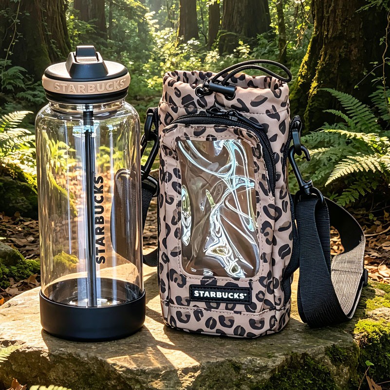 New Starbucks China 2026 Leopard Print Outdoor 34oz Plastic Tumbler With Bag New Starbucks China 2026 Leopard Print Outdoor 34oz Plastic Tumbler With Bag