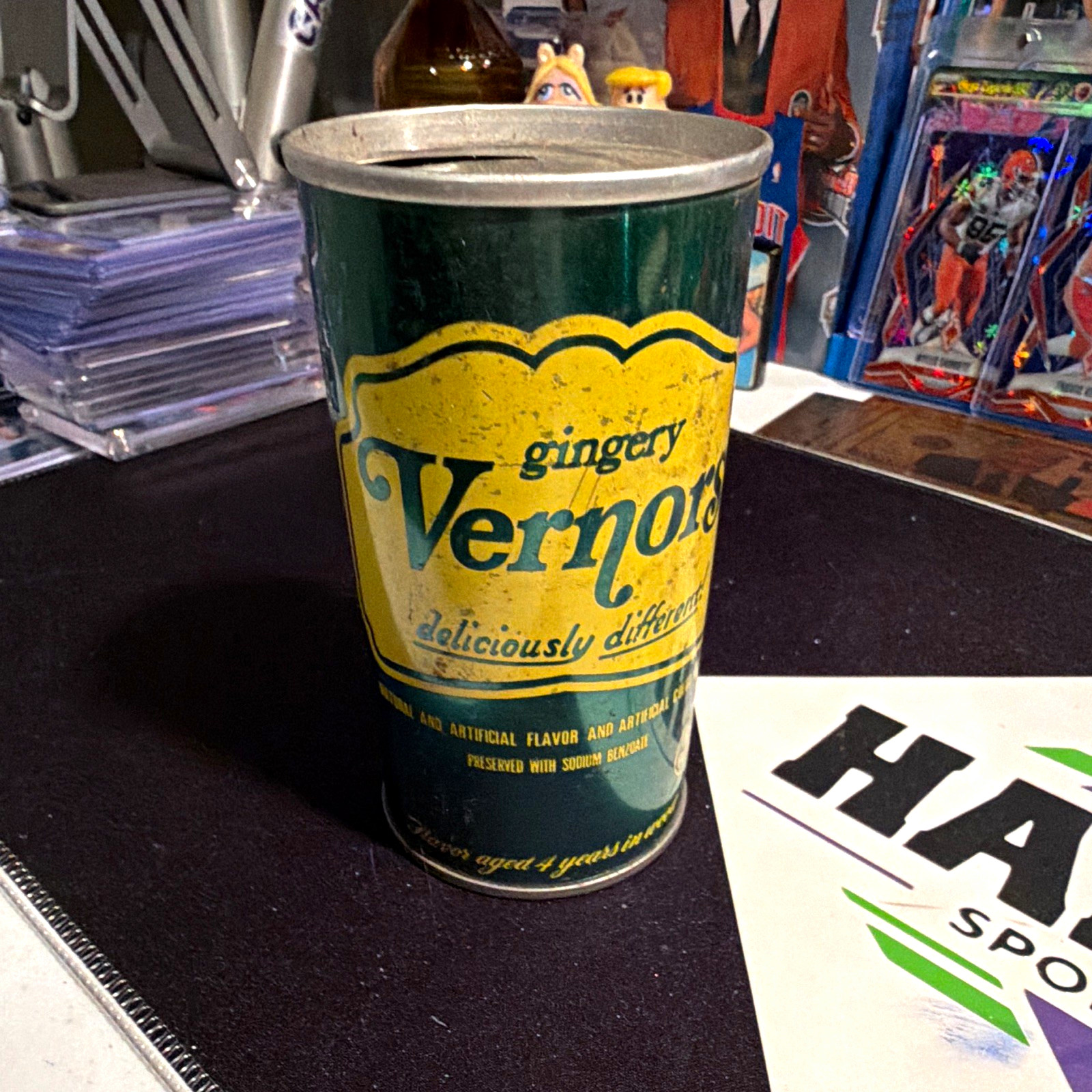 Vintage Vernors Gingery Ginger Ale Soda Advertising Can - Green Yellow Vintage Vernors Gingery Ginger Ale Soda Advertising Can - Green Yellow
