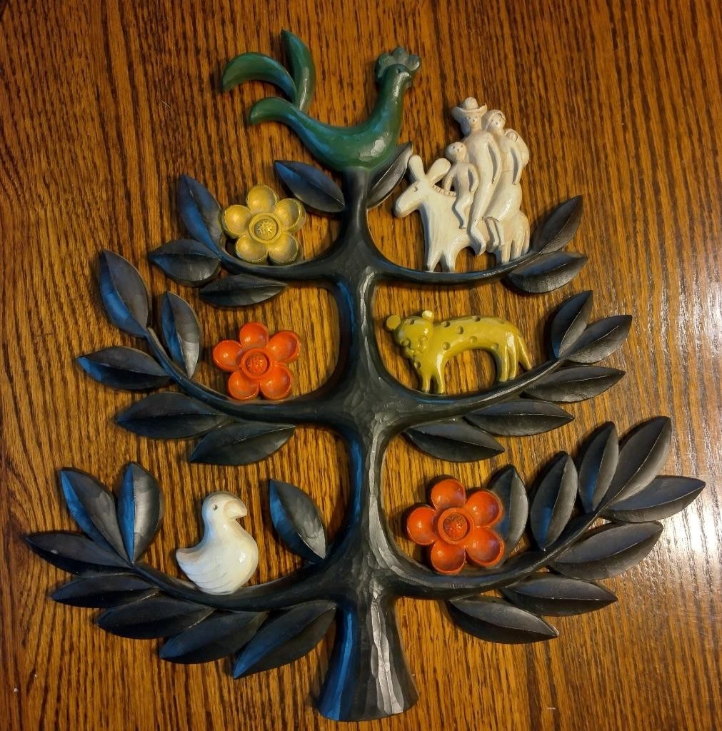 Vintage 1963 Homco Dart Industries Tree of Life Wall Hanging 14" x 14" ~ VGC