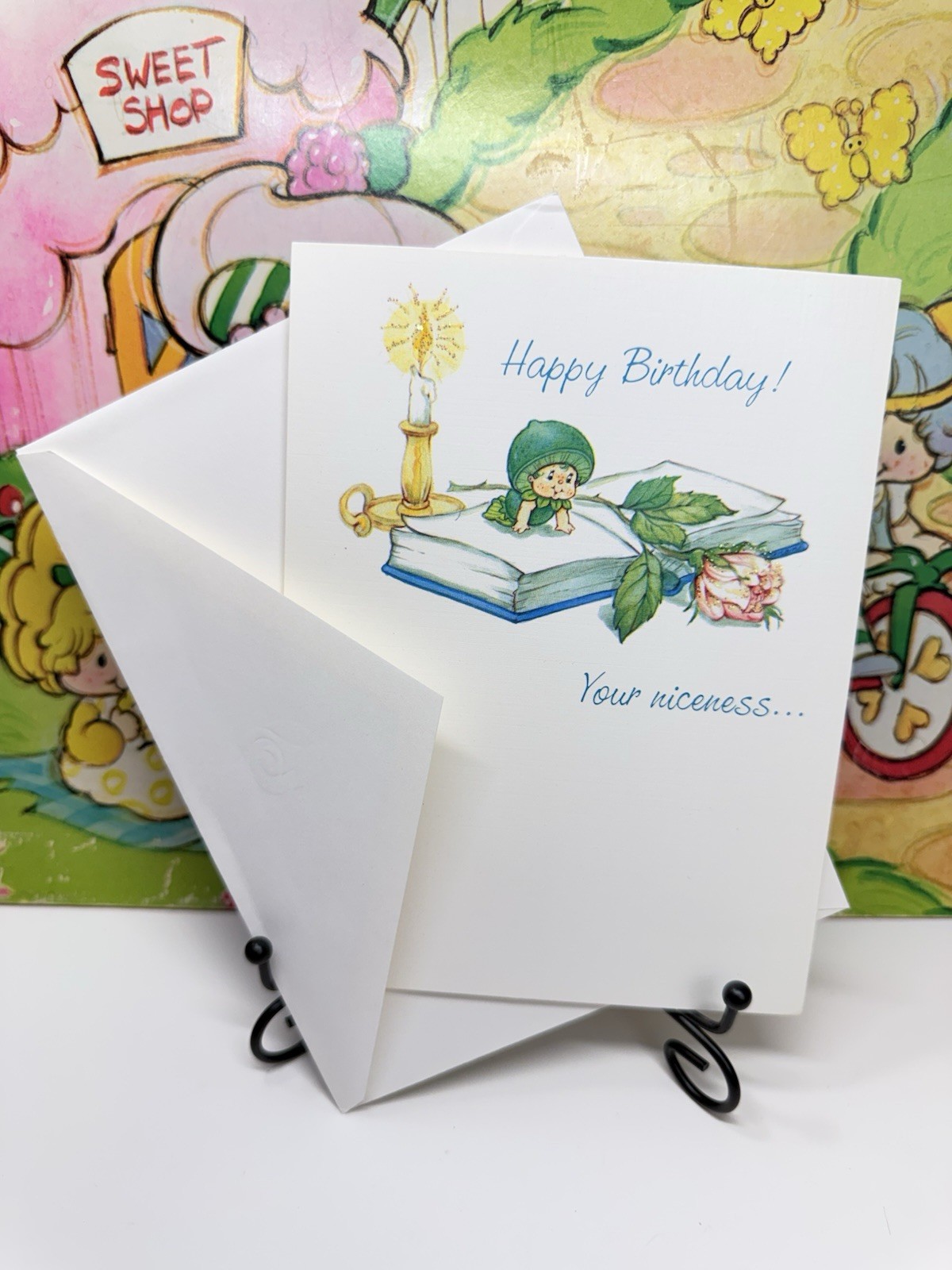Vintage Strawberry Shortcake Rare Lime Berrykins Glitter Greeting Card AGC Vintage Strawberry Shortcake Rare Lime Berrykins Glitter Greeting Card AGC