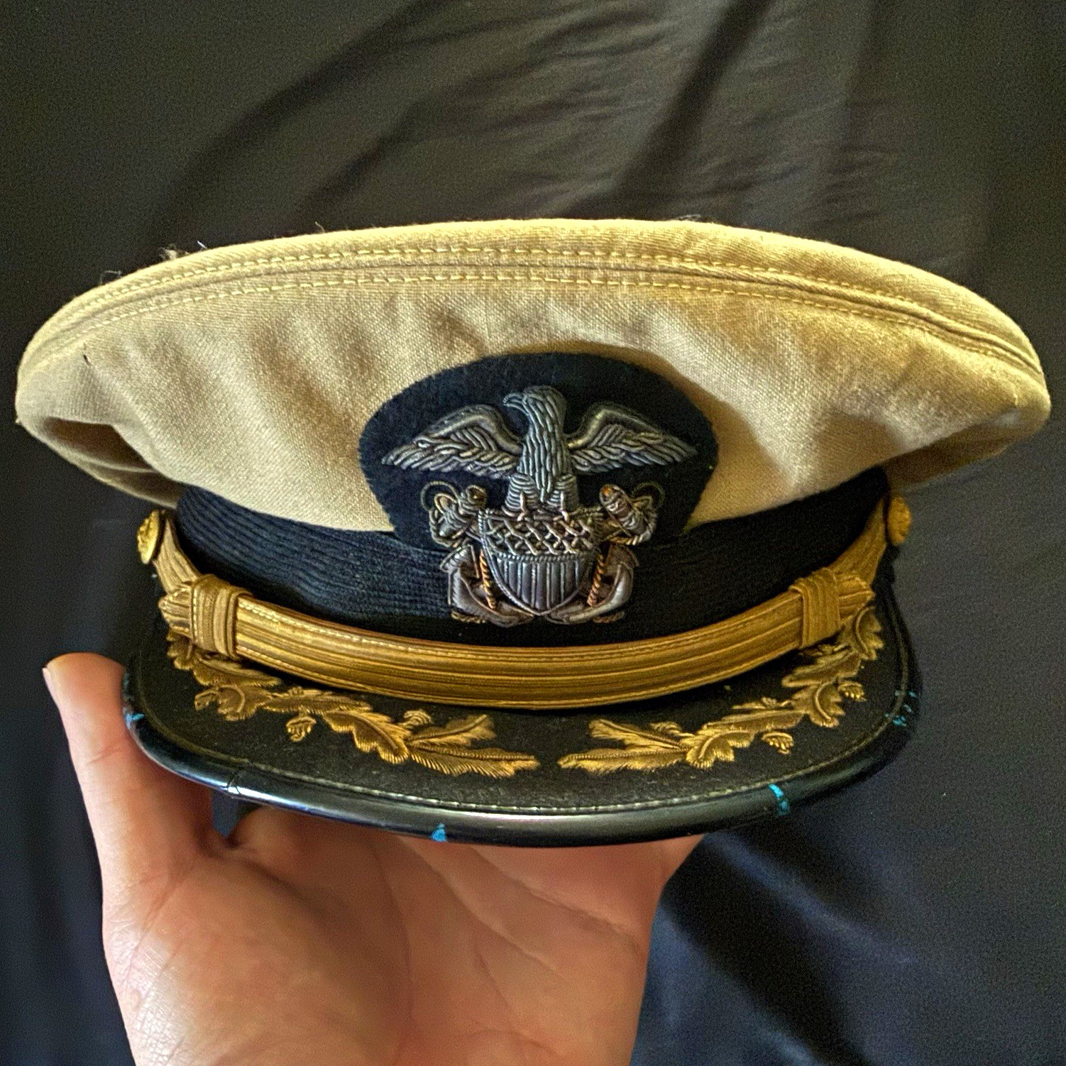 WWII-Era Carr Mears and Dawson US Navy Khaki Service Cap (Named Captain)