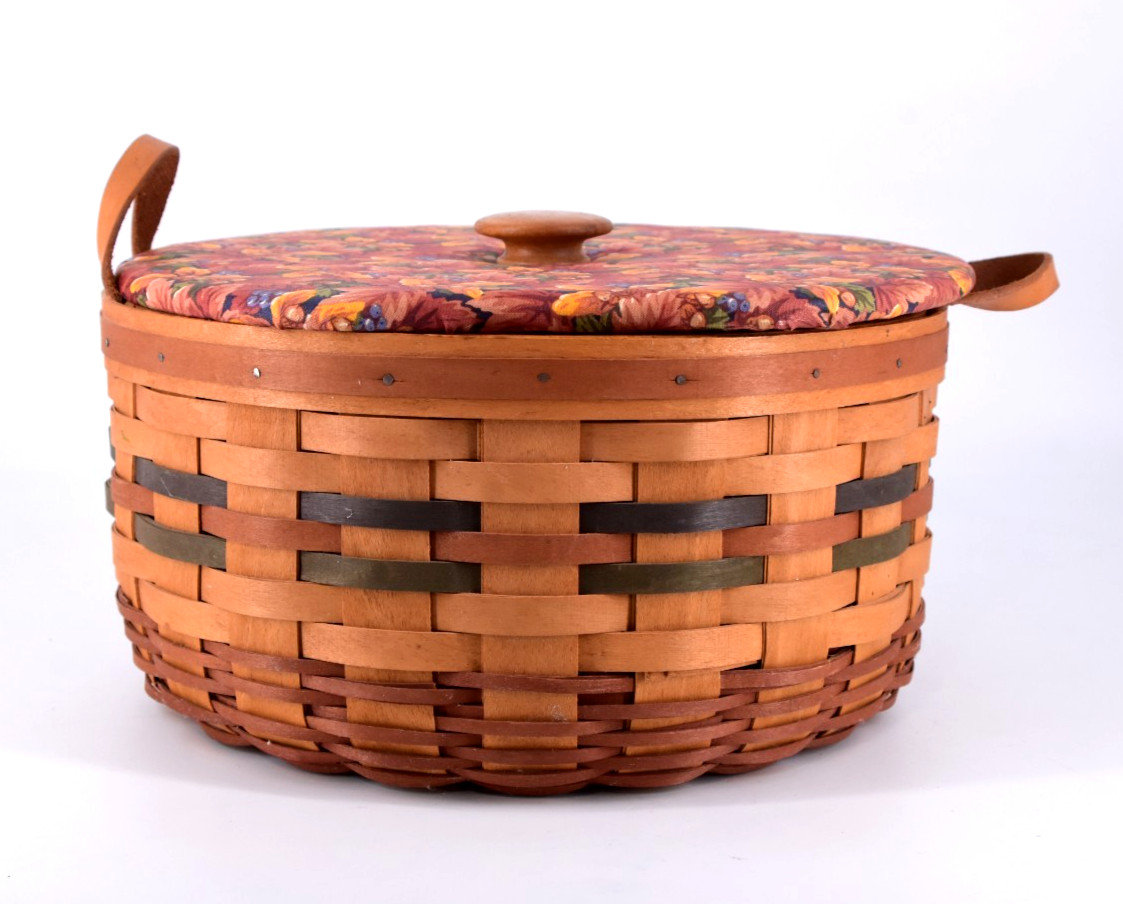 Longaberger 1995 Shades of Autumn Basket of Plenty w/ Lid, Liner, & Protector