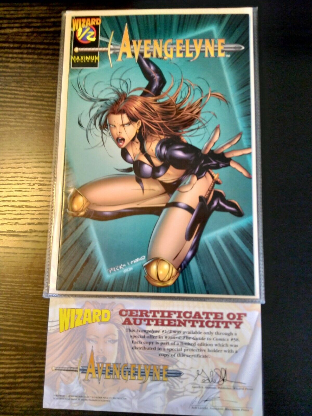 Avengelyne #1/2-Maximum Press/Wizard 1995-NM with COA Signed by Rob Liefeld