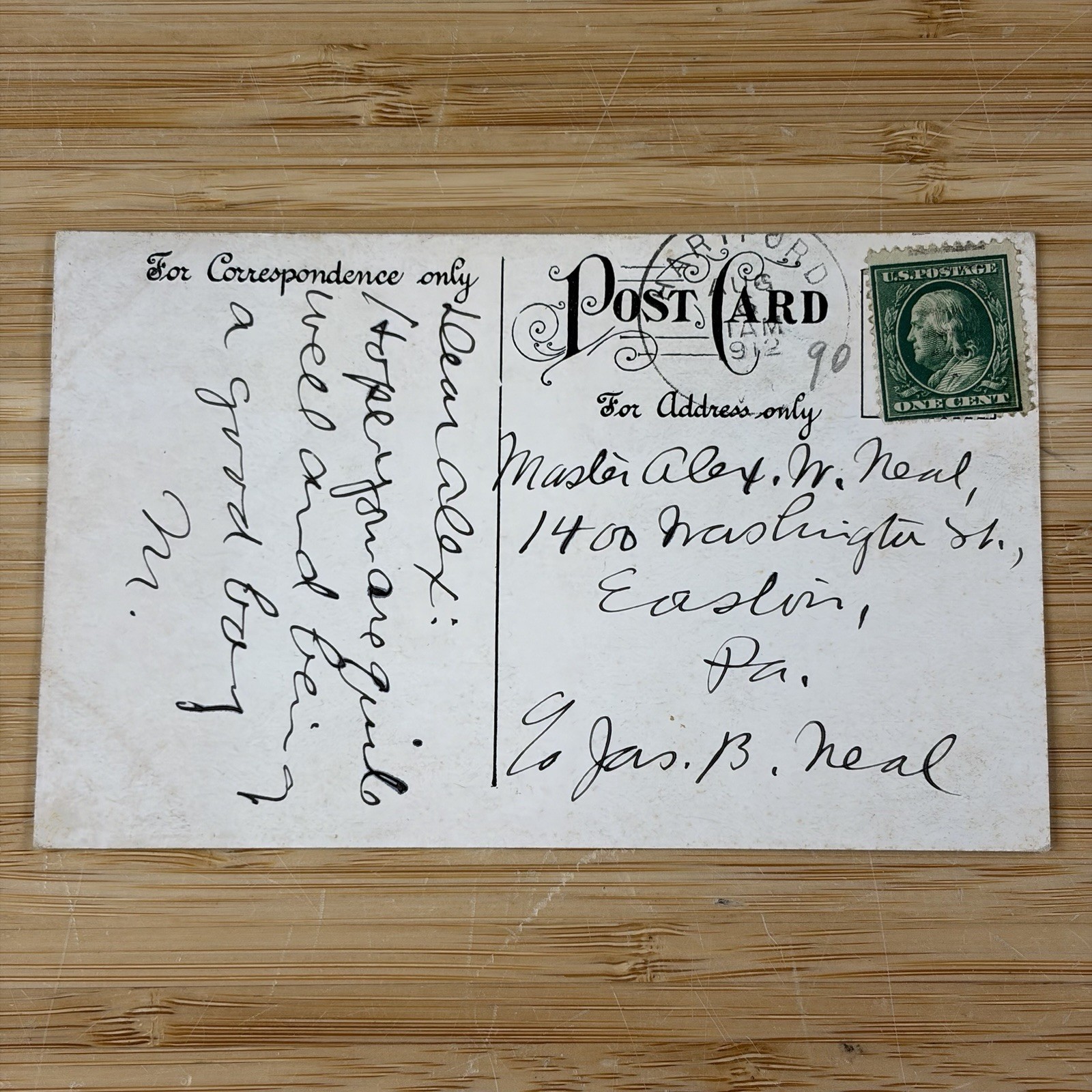Maxfield Parrish Signed 1912 Personal Postcard - Signed M Maxfield Parrish Signed 1912 Personal Postcard - Signed M