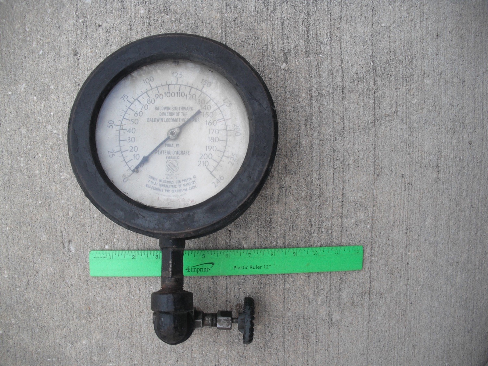 AS IS Baldwin Southwark Pressure Gauge, Locomotive,Hydraulic,0-246,0-210 - AS IS AS IS Baldwin Southwark Pressure Gauge, Locomotive,Hydraulic,0-246,0-210 - AS IS