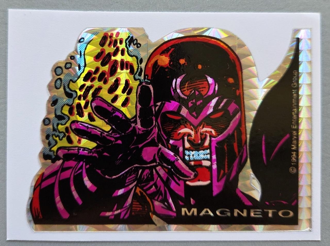 1 Rare VTG Prism Die Cut 1994 Marvel Ent Group "Magneto" Vending Machine Sticker 1 Rare VTG Prism Die Cut 1994 Marvel Ent Group "Magneto" Vending Machine Sticker