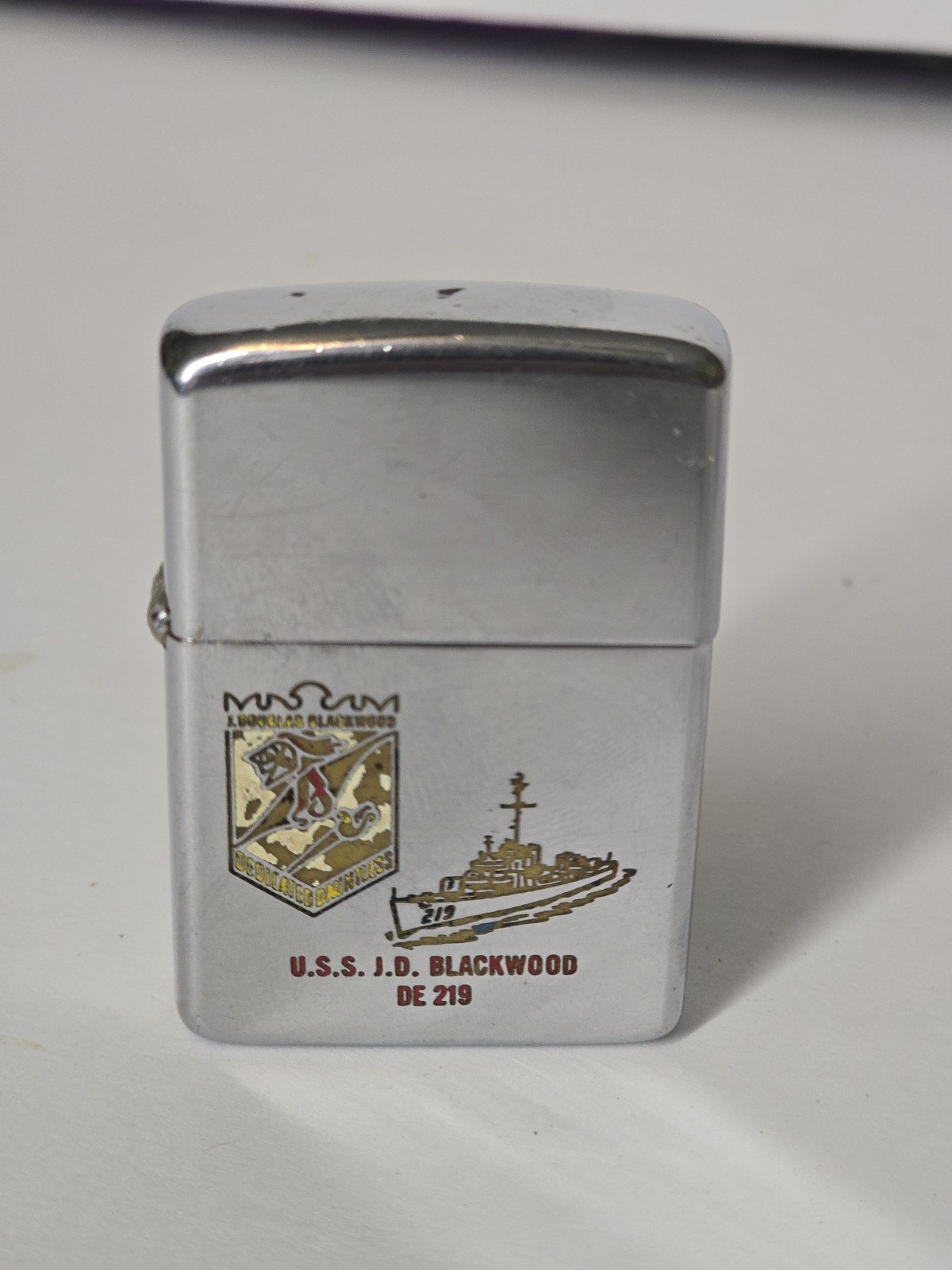 Military USS JD Blackwood DE 219 Ship Vintage 1966 Chrome Zippo Lighter Military USS JD Blackwood DE 219 Ship Vintage 1966 Chrome Zippo Lighter