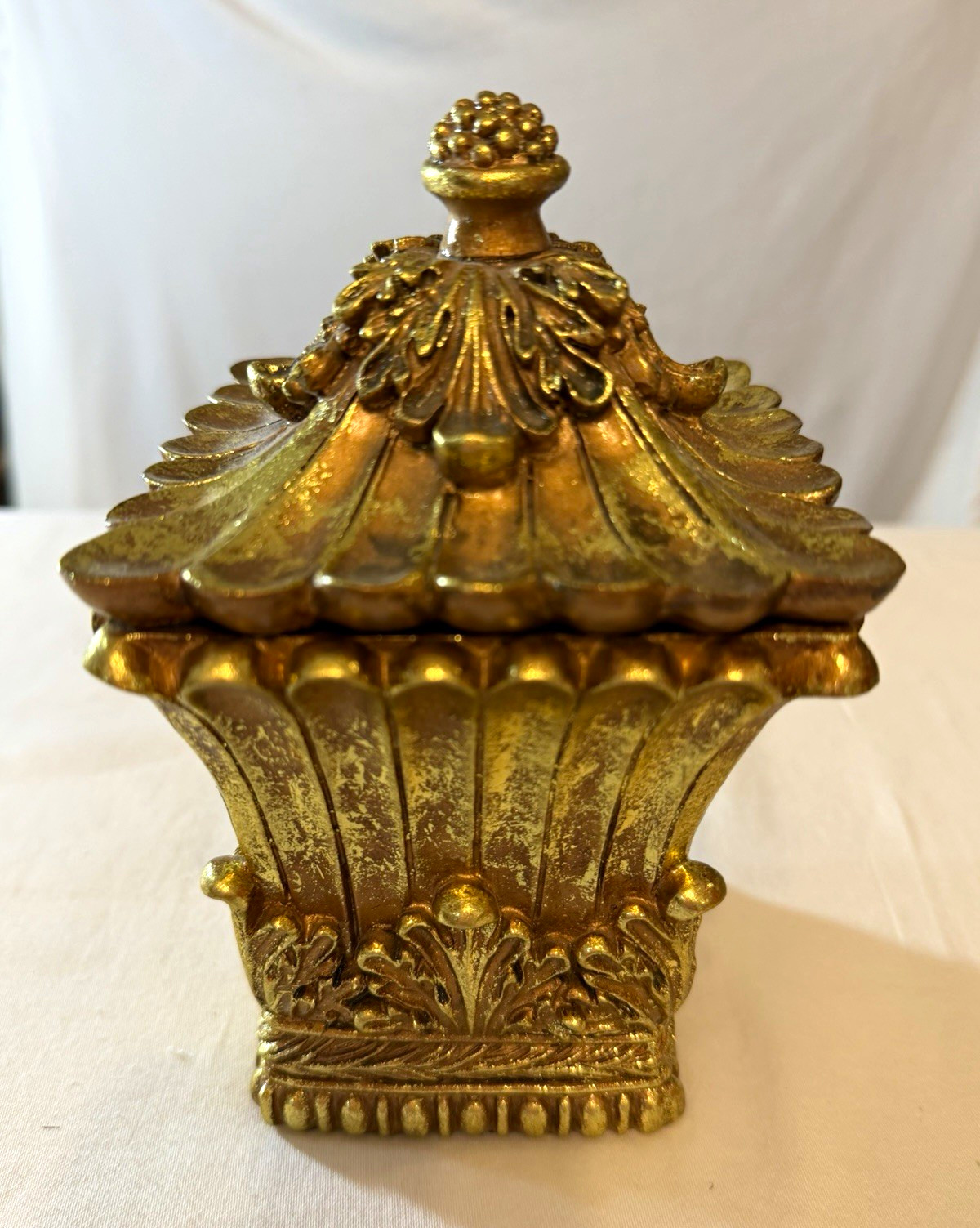 Vintage Baroque Square Gilt Resin Gold Box