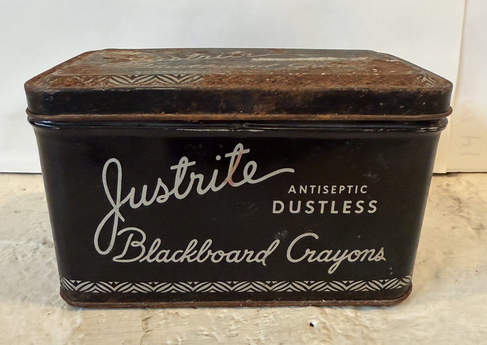 Vintage Justrite Antiseptic Dustless Blackboard Crayons Tin EMPTY Indianapolis Vintage Justrite Antiseptic Dustless Blackboard Crayons Tin EMPTY Indianapolis