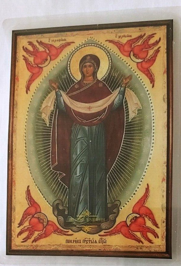 Protection of The Holy Mother of God laminated card 5x3.75" Protection of The Holy Mother of God laminated card 5x3.75"