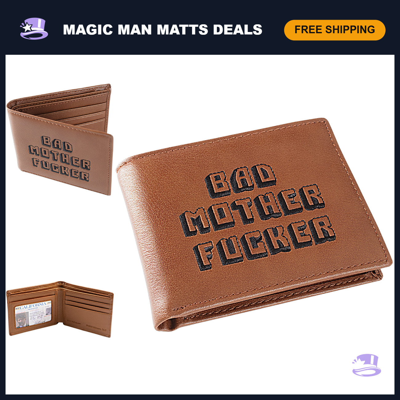 Officially Licensed Brown Embroidered Bad Mother Leather Wallet