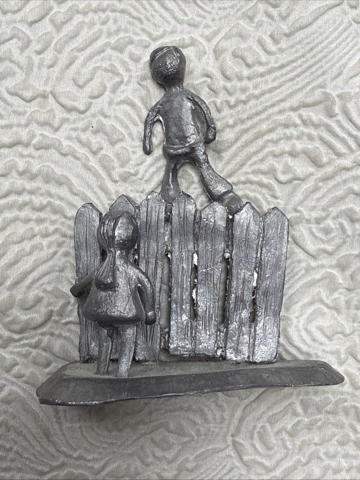 Vintage Hudson Pewter Pewter Diorama Figurine Walli Ortman Girl/Boy Childhood Vintage Hudson Pewter Pewter Diorama Figurine Walli Ortman Girl/Boy Childhood
