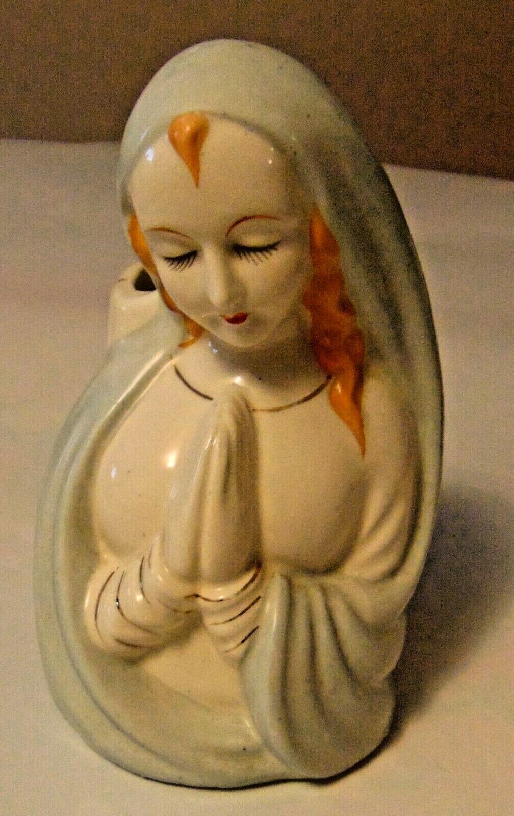 Vintage Madonna Planter Praying Virgin Mary Head Vase Or Planter-Japan
