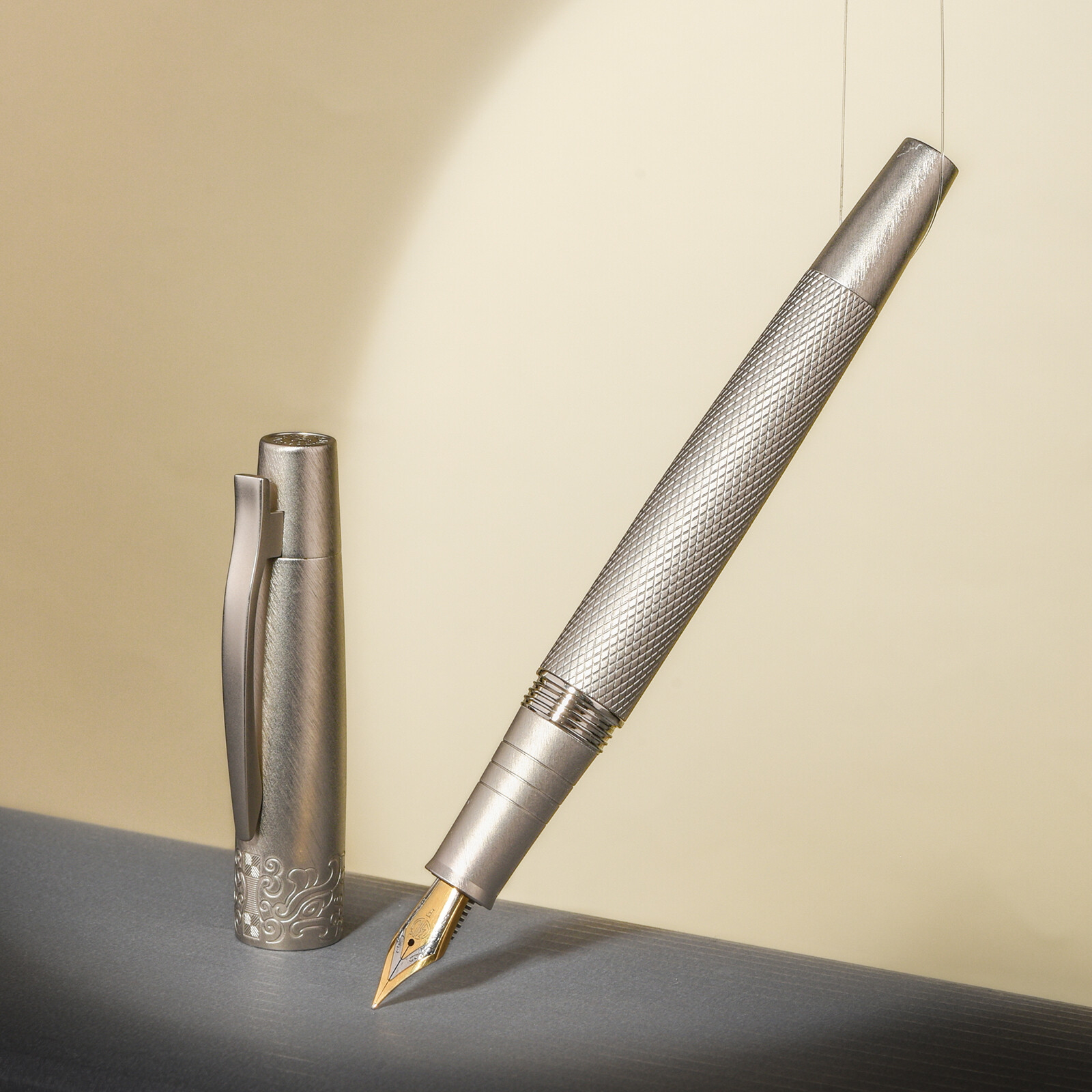Hongdian 6013 Fountain Pen EF/F/M Bent Nib Matte Silver Office Writing Ink Pen