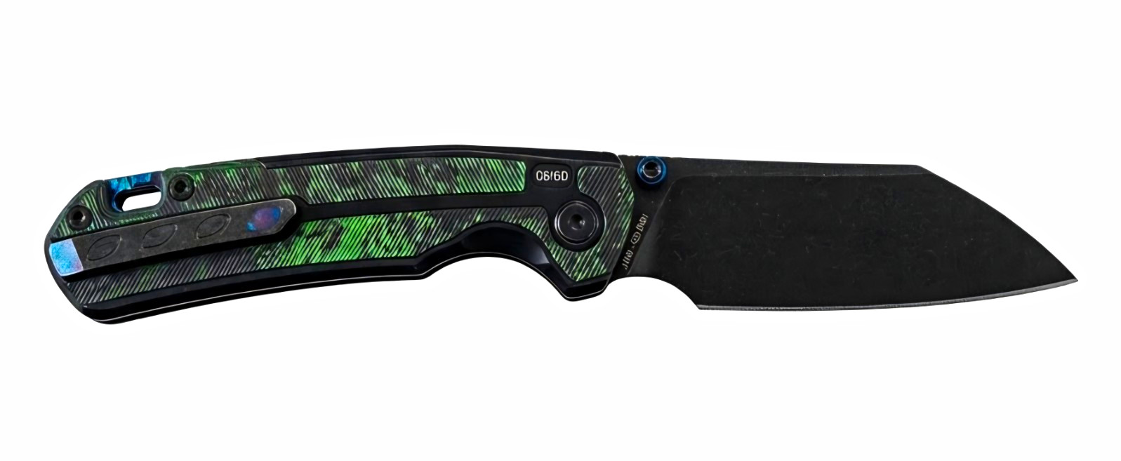 CJRB Interstellar Pyrite-Light S90V Blade Titanium Handle With Fat Carbon Inlay