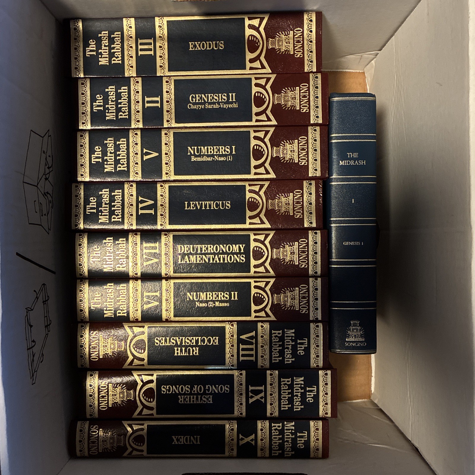 Soncino English Midrash Rabbah 10 Volume Set, Nice Soncino English Midrash Rabbah 10 Volume Set, Nice