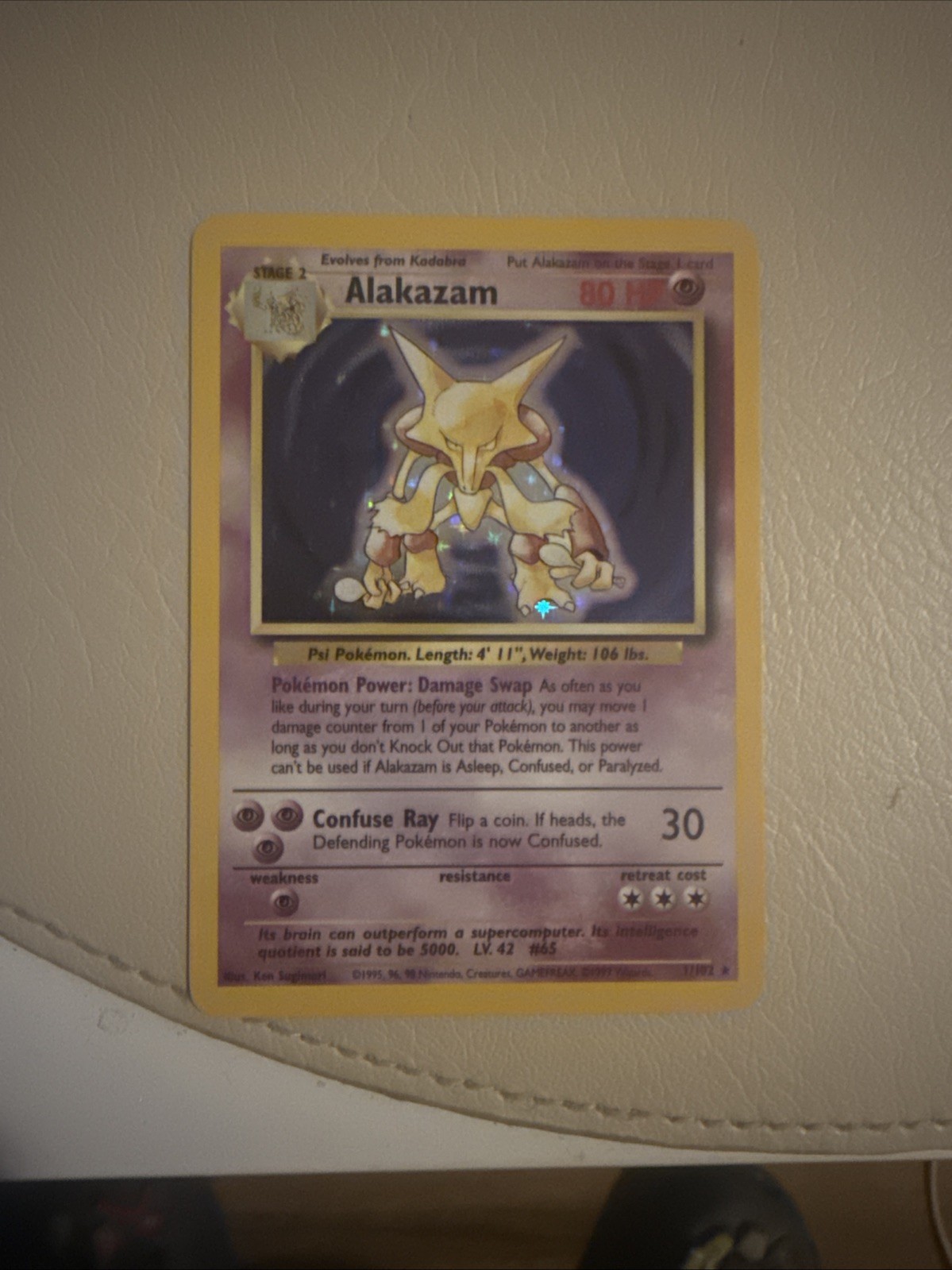 Pokémon Alakazam Base Set (Unlimited) Holofoil Card 1/102 UNGRADED Pokémon Alakazam Base Set (Unlimited) Holofoil Card 1/102 UNGRADED