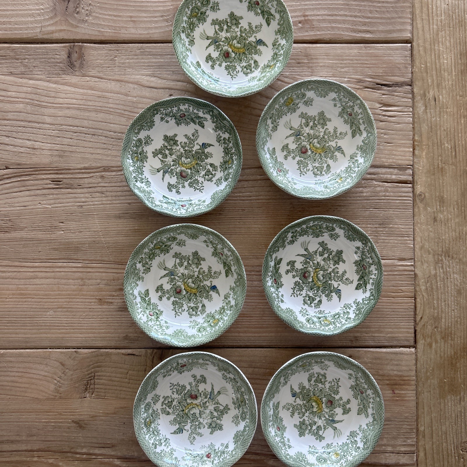 Lot Of 7 Wedgwood Kent Green Multicolor Small Bowls England 5” Lot Of 7 Wedgwood Kent Green Multicolor Small Bowls England 5”