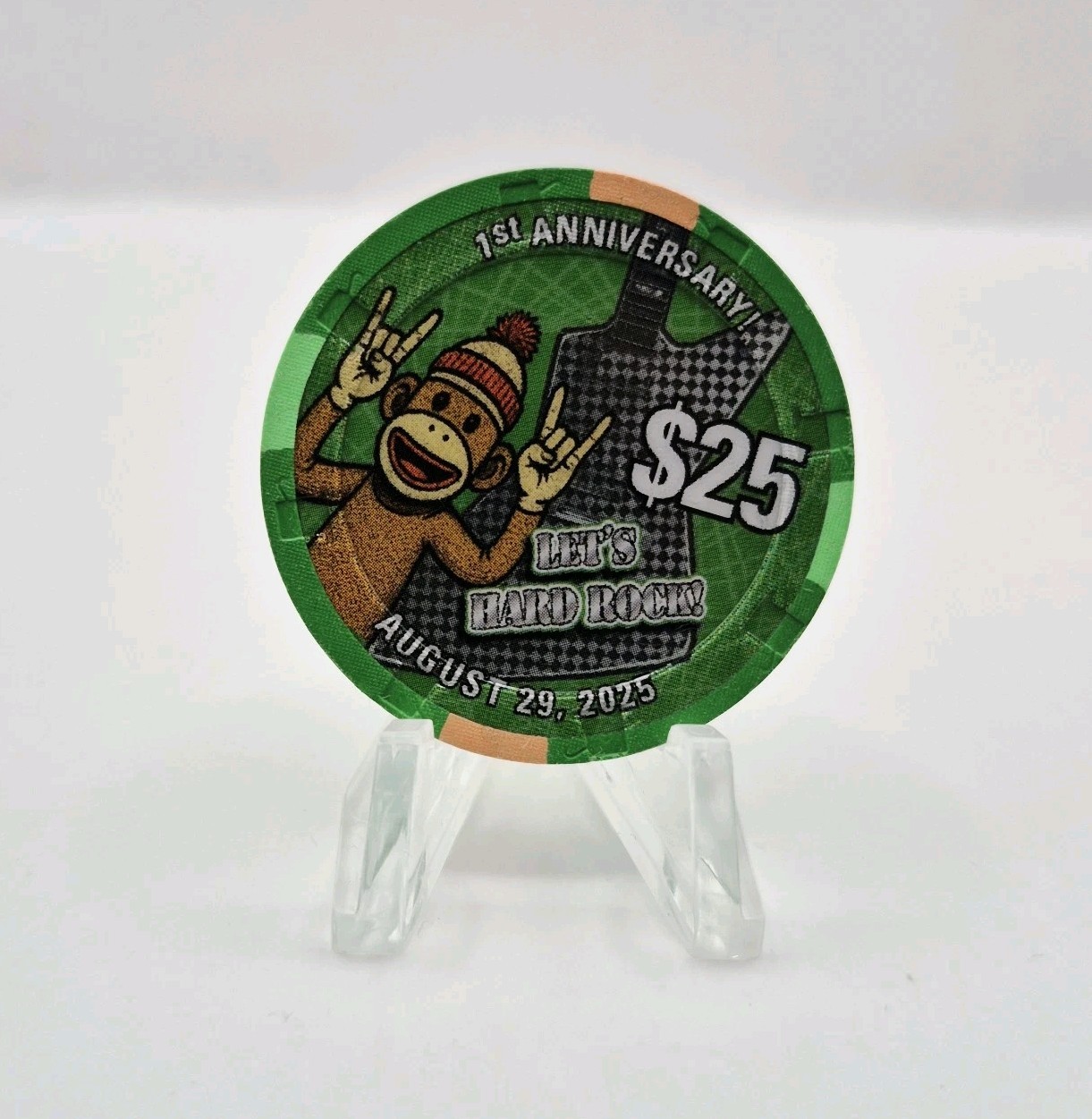 Hard Rock Casino Rockford Illinois 2025 1st Anniversary 'Sock Monkey' $25 Chip