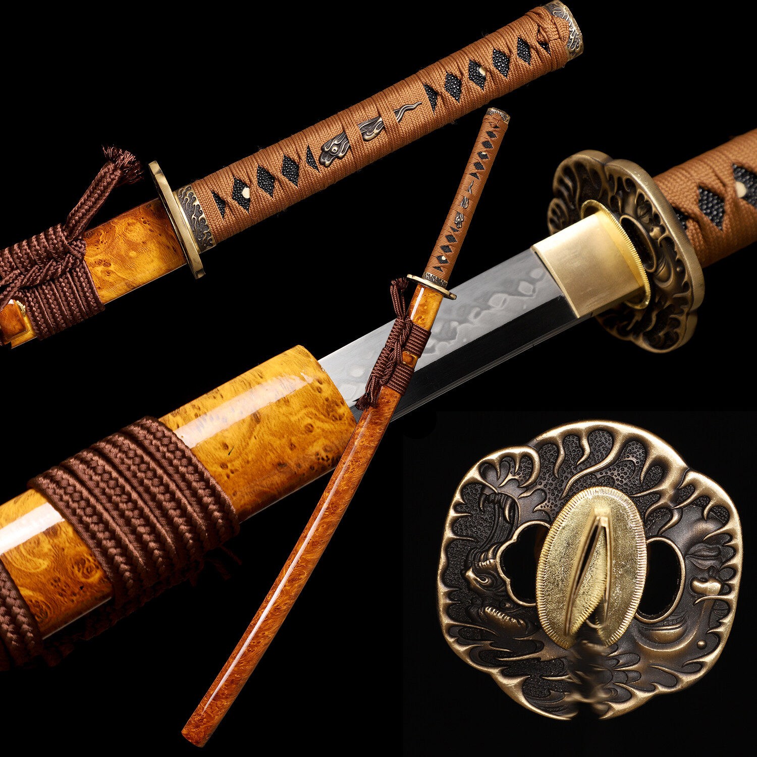 Japanese Handmade Samurai Katana Sword Clay Tempered L6 Steel Real Hamon Japanese Handmade Samurai Katana Sword Clay Tempered L6 Steel Real Hamon