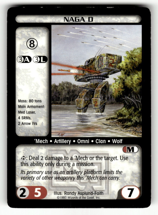 BattleTech Naga D 1997 BattleTech CCG Wizards of the Coast 'Mech Card BattleTech Naga D 1997 BattleTech CCG Wizards of the Coast 'Mech Card