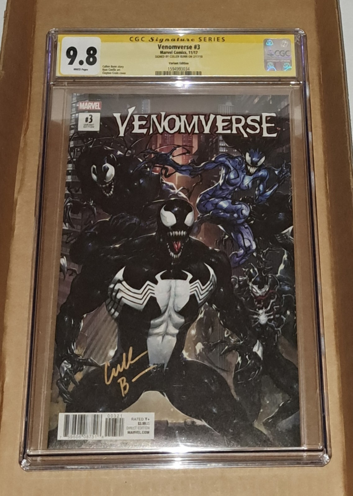 Venomized 3 CGC 9.8 Signed Cullen Bunn, Clayton Crain Venomverse Variant key Venomized 3 CGC 9.8 Signed Cullen Bunn, Clayton Crain Venomverse Variant key