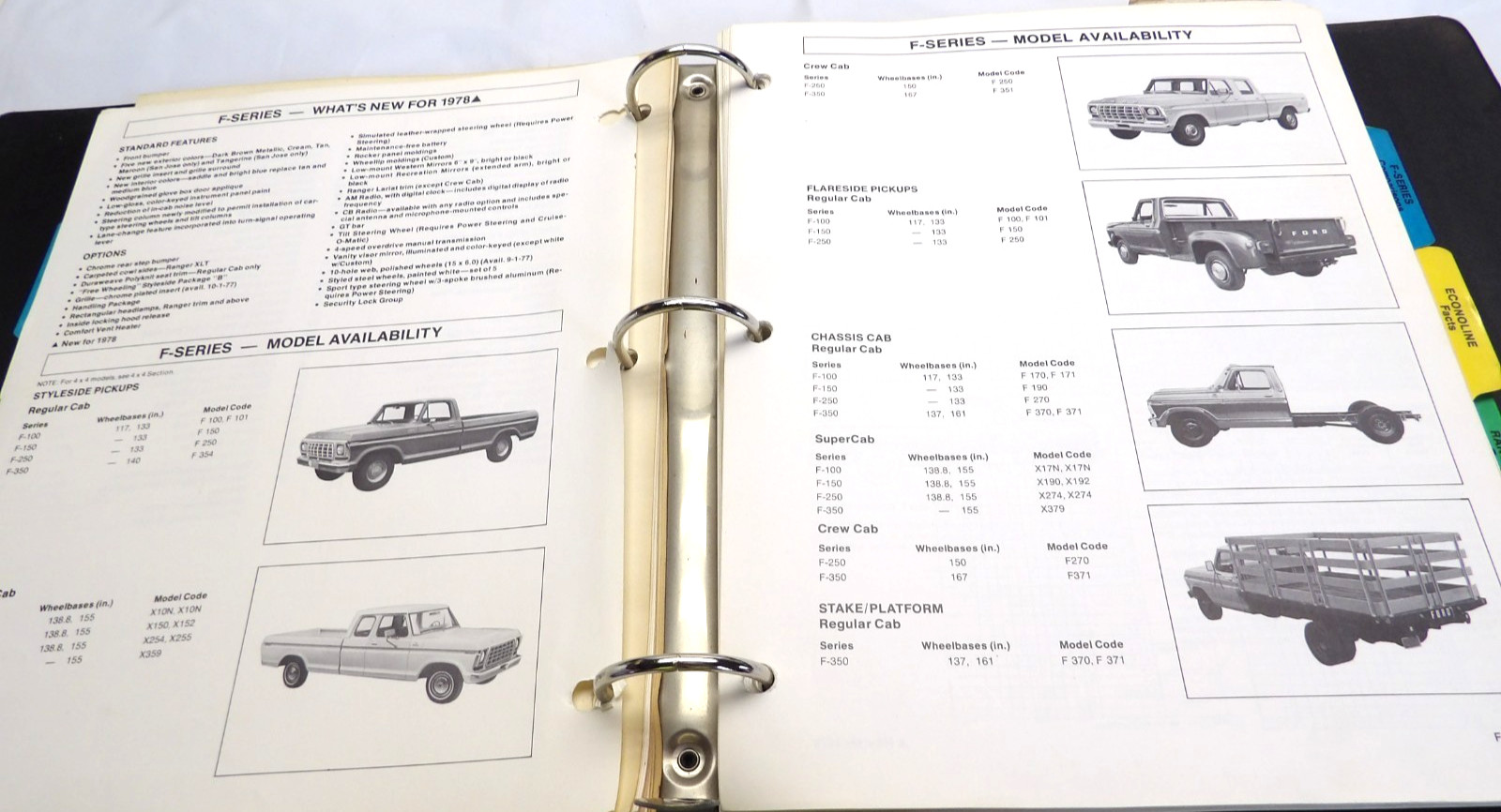 Rare 1978 Ford Truck F Series Bronco Econoline Product Data Dealer Book