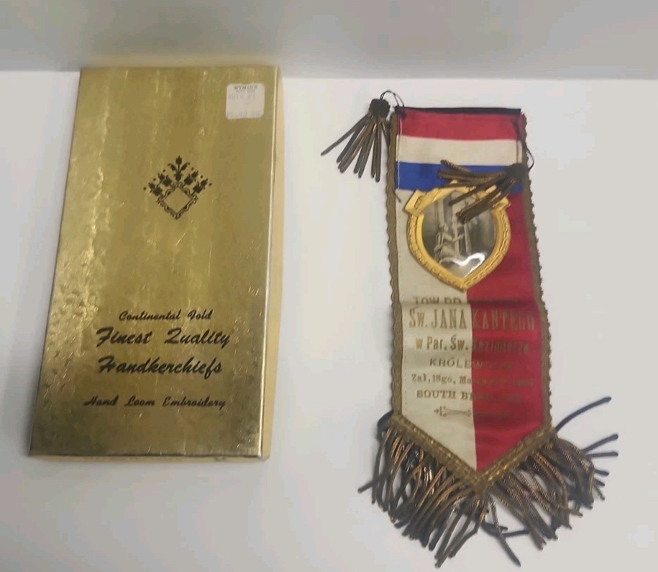 Vintage 1906 Polish Fraternal Society Ribbon With Picture Southbend Indiana 6in Vintage 1906 Polish Fraternal Society Ribbon With Picture Southbend Indiana 6in