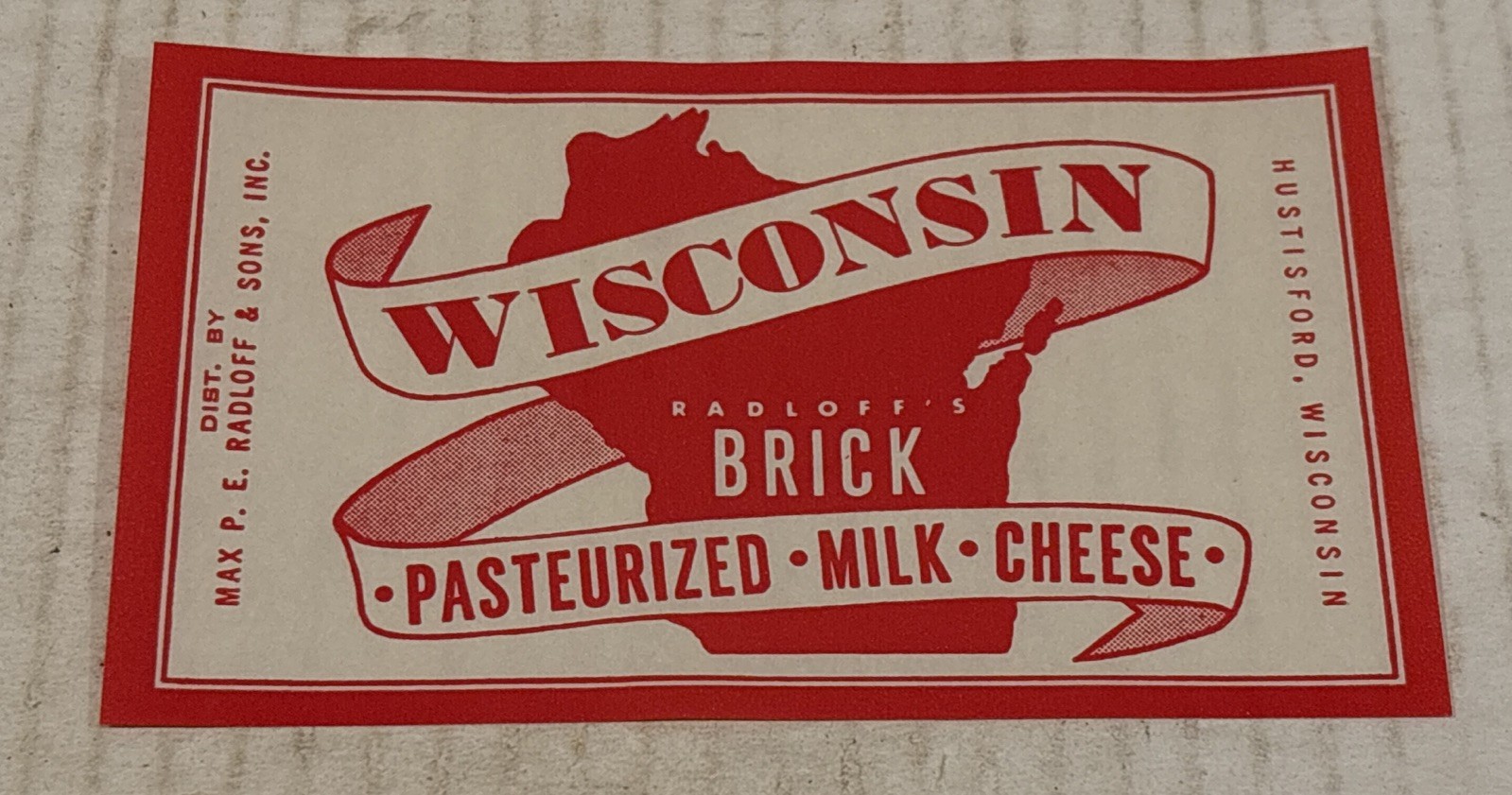 VTG Rare NOS Wax Label Wisconsin Brick Cheese Radloff’s Hustisford, WI Ephemera