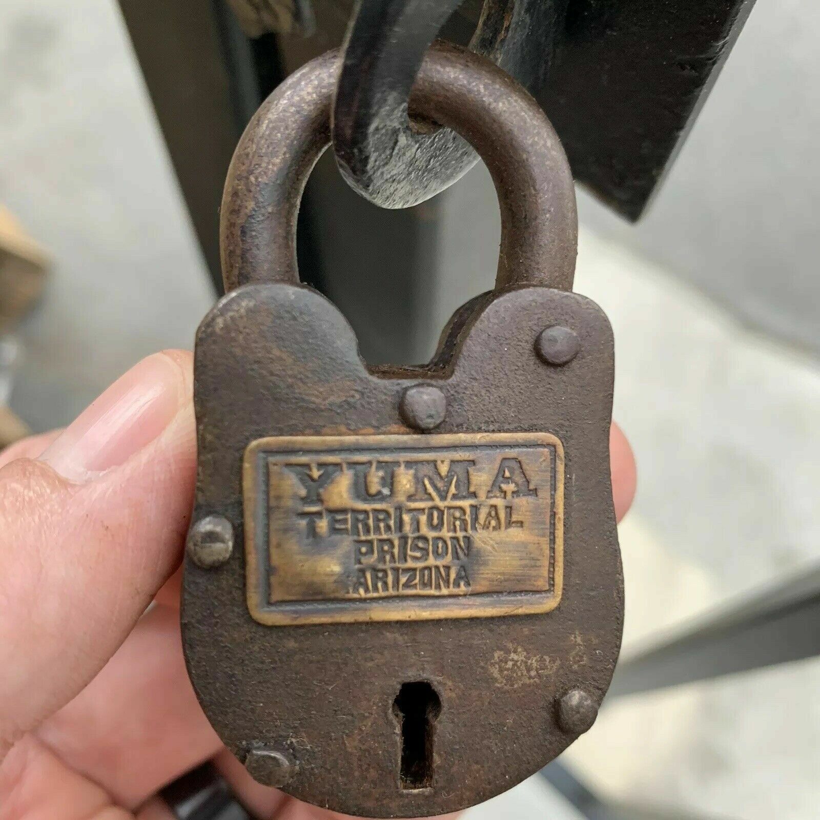 Yuma Territorial Prison Working Cast Iron Lock W/ 2 Keys W/ Rusty Antique Finish
