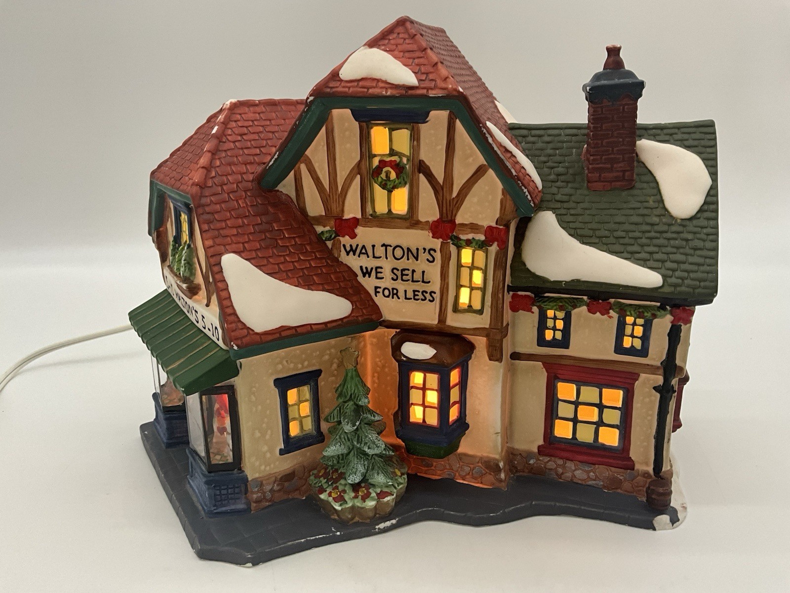 Holiday Time Walton's 5 & 10 Lighted Christmas Village Building Vtg 1990s Holiday Time Walton's 5 & 10 Lighted Christmas Village Building Vtg 1990s