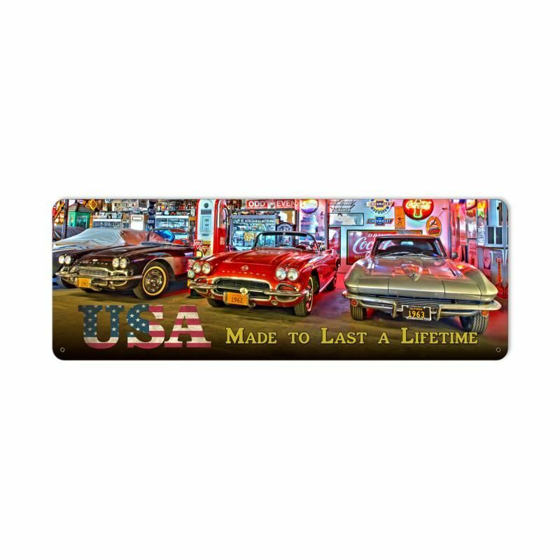 AMERICAN CLASSIC CARS MADE TO LAST A LIFETIME 43" HEAVY DUTY USA MADE METAL SIGN AMERICAN CLASSIC CARS MADE TO LAST A LIFETIME 43" HEAVY DUTY USA MADE METAL SIGN