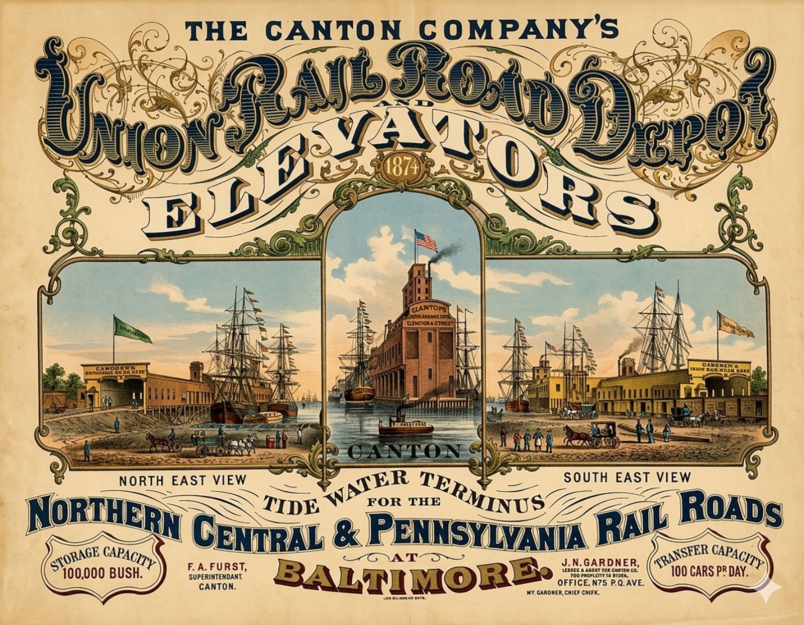Photographic poster COPY Union Railroad Depot 1874 Baltimore Md Photographic poster COPY Union Railroad Depot 1874 Baltimore Md