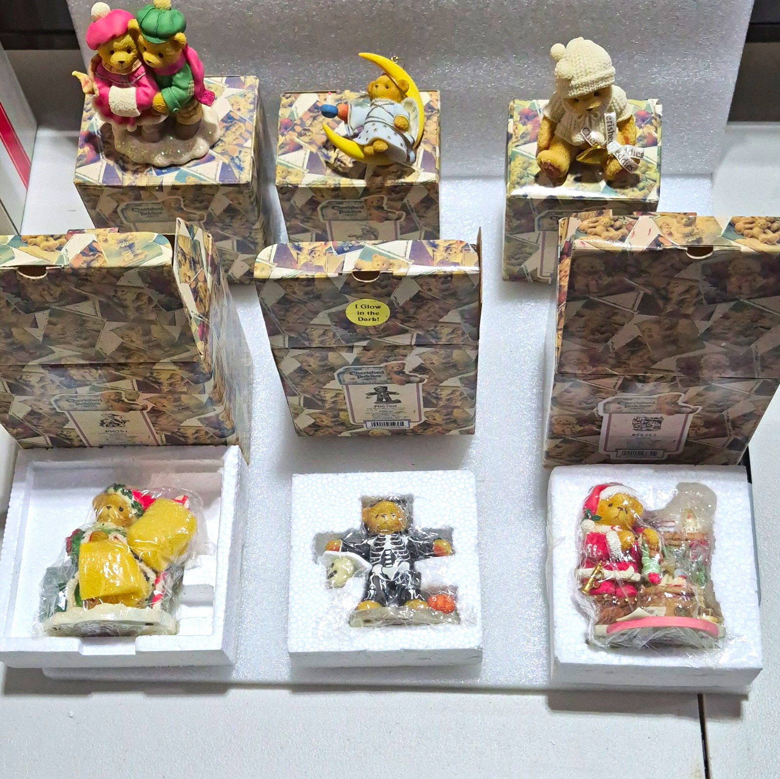 Vintage Cherished Teddies Lot of 7 Boxed Resin Figurines 1998 Vintage Cherished Teddies Lot of 7 Boxed Resin Figurines 1998