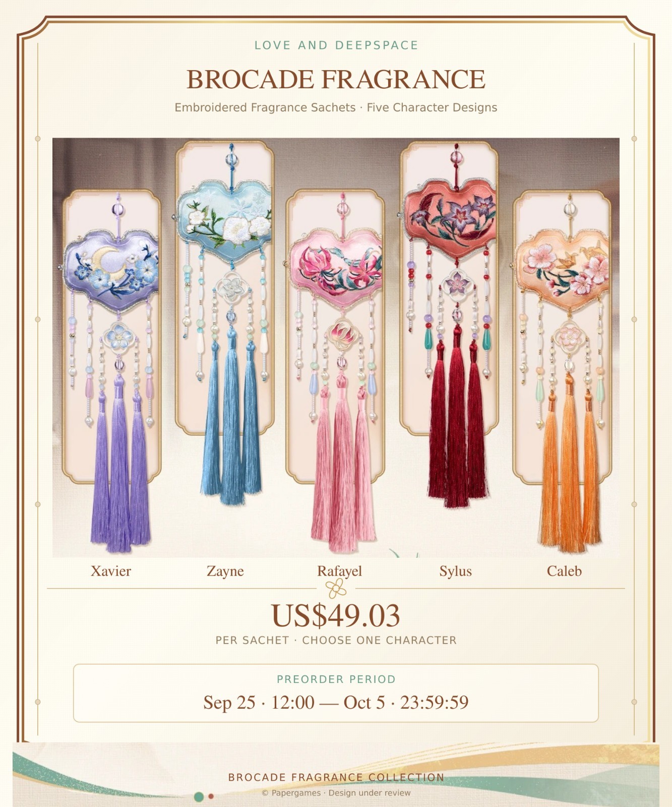 Love and Deepspace Brocade Fragrance Sachet Choose Character Preorder Love and Deepspace Brocade Fragrance Sachet Choose Character Preorder