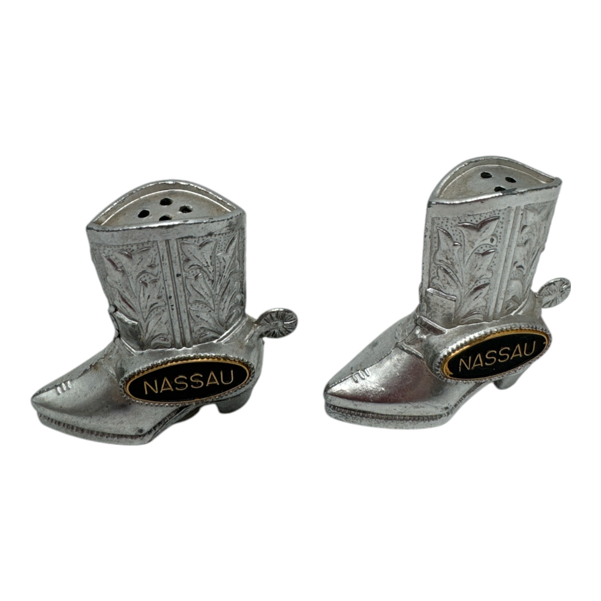 Vintage Tiny Metal Cowboy Boot Salt And Pepper Shakers Nassau Collectible Set Vintage Tiny Metal Cowboy Boot Salt And Pepper Shakers Nassau Collectible Set