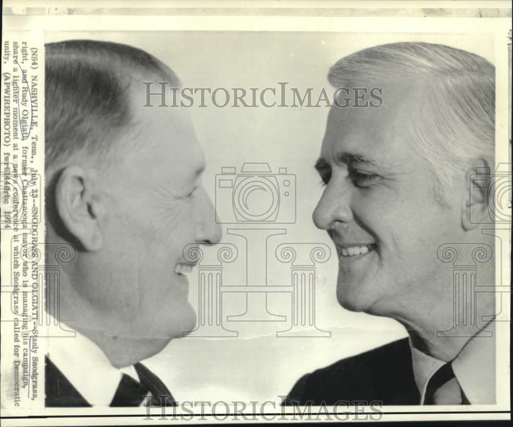 1974 Press Photo Stanly Snodgrass and Olgiati at Nashville news conference 1974 Press Photo Stanly Snodgrass and Olgiati at Nashville news conference