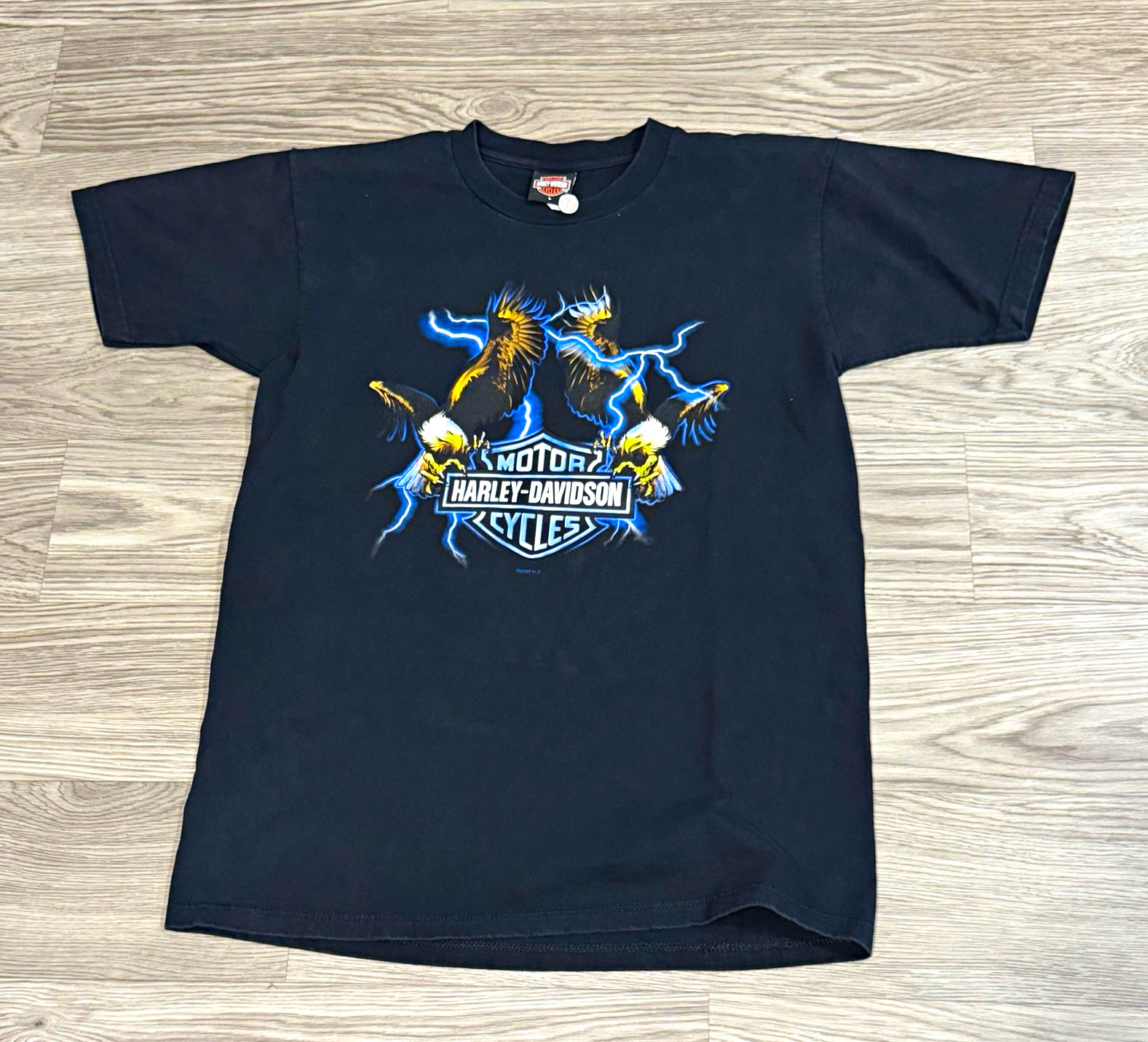vintage harley davidson rare eagle lightning front hit shark back hit size L vintage harley davidson rare eagle lightning front hit shark back hit size L
