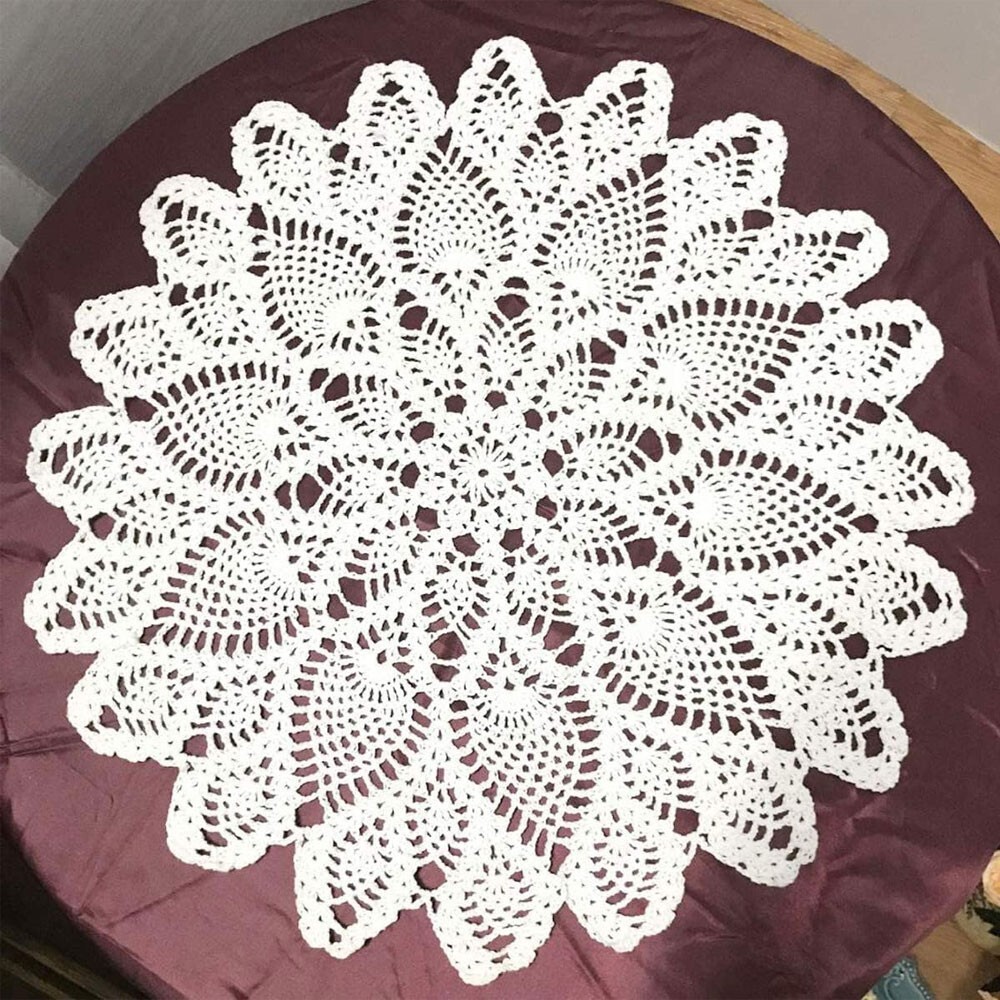 23" White Vintage Hand Crochet Lace Doily Round Table Topper Flower Tablecloth 23" White Vintage Hand Crochet Lace Doily Round Table Topper Flower Tablecloth