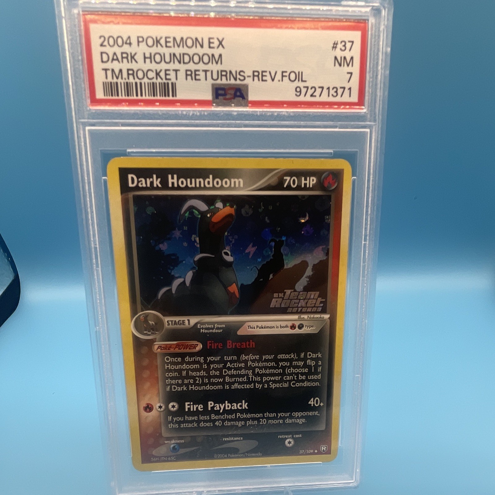 Pokémon 2004 EX Team Rocket Returns Dark Houndoom 37/109 Reverse Holo PSA 7 Pokémon 2004 EX Team Rocket Returns Dark Houndoom 37/109 Reverse Holo PSA 7