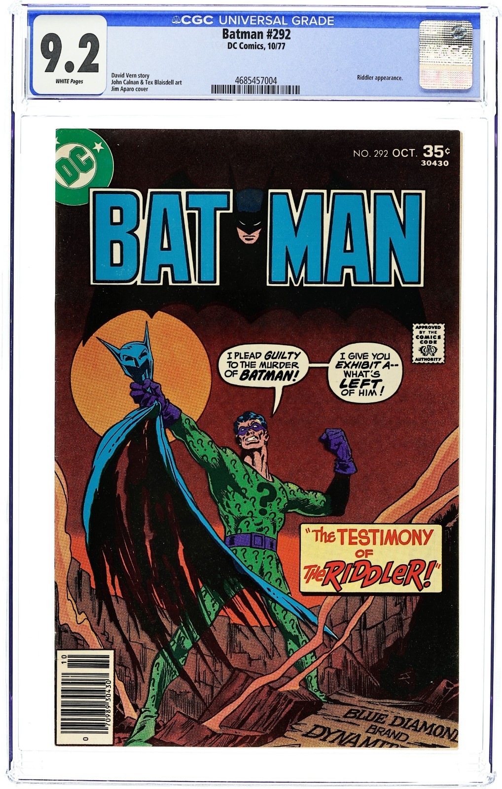 Batman #292 - 1977 - CGC 9.2 - Jim Aparo Batman #292 - 1977 - CGC 9.2 - Jim Aparo