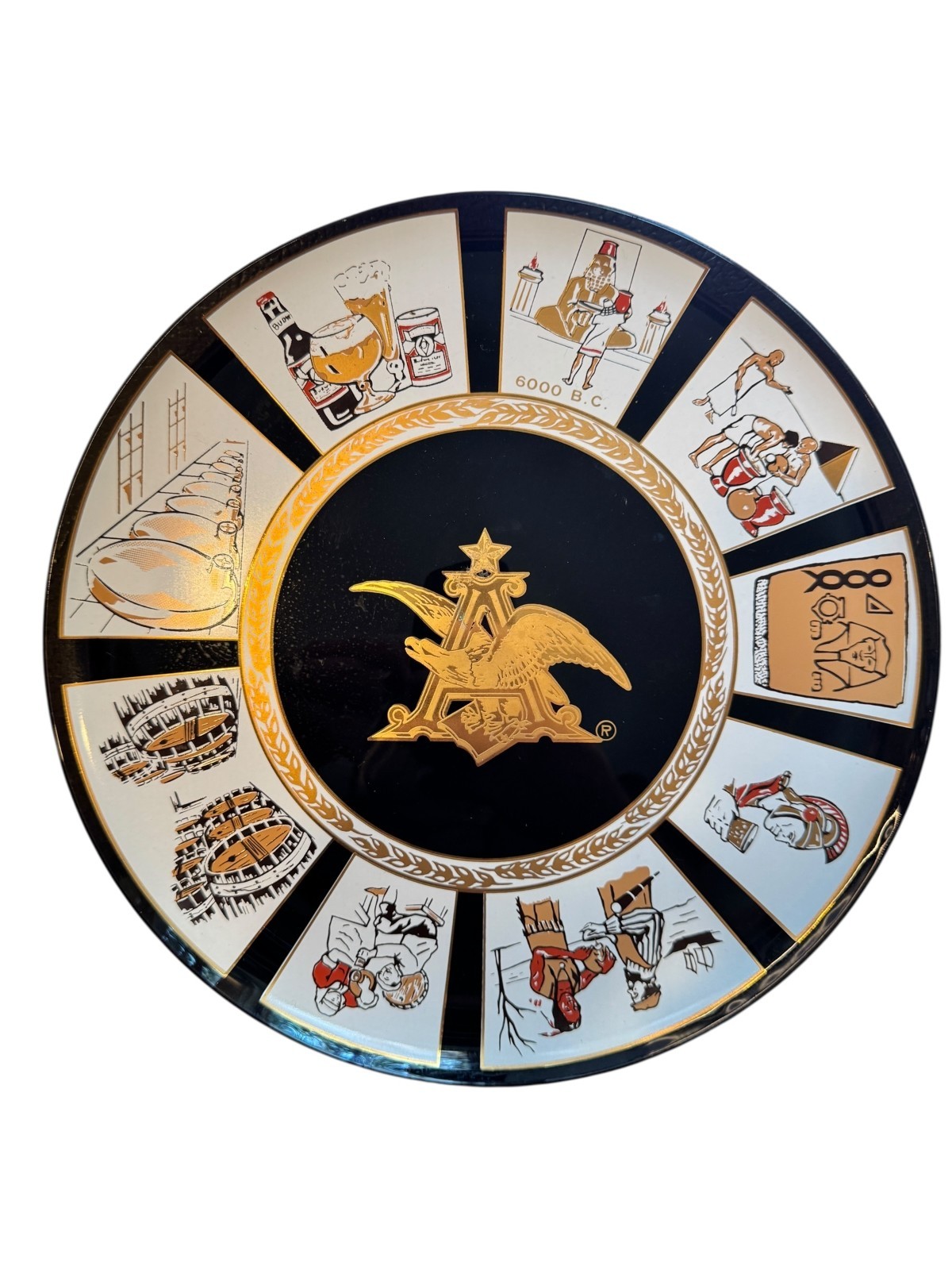 Vintage 1970s Anheuser Busch History of Beer Glass Plate 13 Inch Collectible Dec Vintage 1970s Anheuser Busch History of Beer Glass Plate 13 Inch Collectible Dec