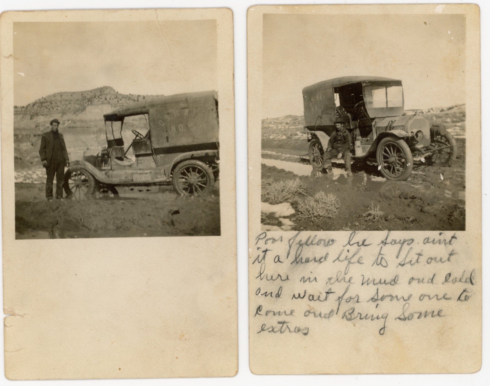 2x RPPC RFD Mail Delivery Car – Model T Era – stuck in Mud Scene – c1915 rare 2x RPPC RFD Mail Delivery Car – Model T Era – stuck in Mud Scene – c1915 rare